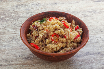 Arabic cous cous with meat and tomato
