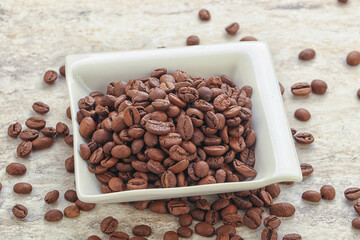 Roasted coffee bean in the bowl