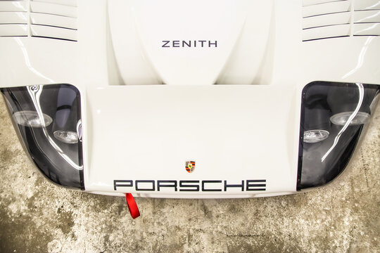 Aachen, Germany, March 19, 2019: Arranged Street shot of an historic Porsche 917 spyder race car.