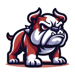 Fototapeta premium Cute cartoon bulldog puppy mascot character design vector, logo template isolated on white background