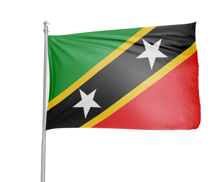 Saint Kitts and Nevis national flag on white background.