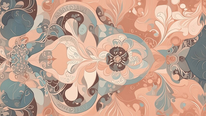  Abstract wallpaper illustration in soft cream colors with a floral pattern 4k