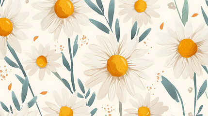 Fototapeta na wymiar Charming Daisy Floral Pattern Illustration on a Soft Background