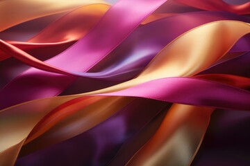 Colorful Shiny Streamer Ribbons Background. Wave. Grand Opening. Illustration. Celebration. Wedding Backdrop. Valentine's Day Banner