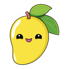 Cute mango character, kawaii. Vector illustration