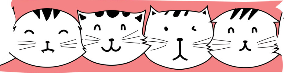 Cat washi tape on transparent background.