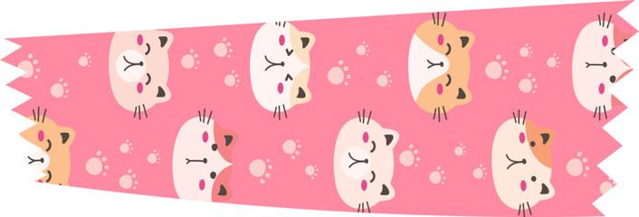 Cat washi tape on transparent background.
