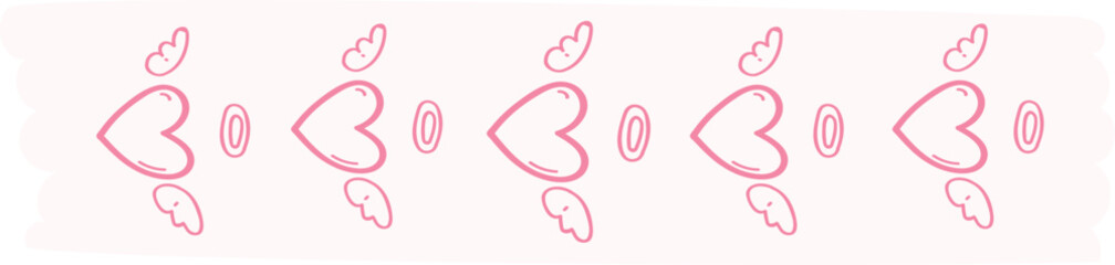 Obraz premium Heart washi tape on transparent background. 