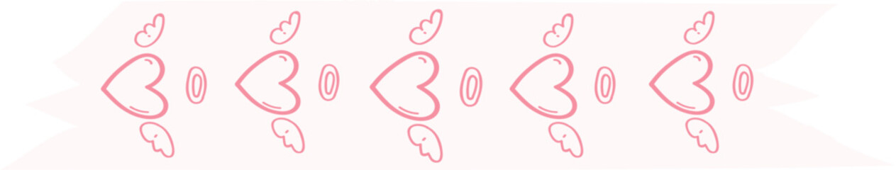 Heart washi tape on transparent background.
