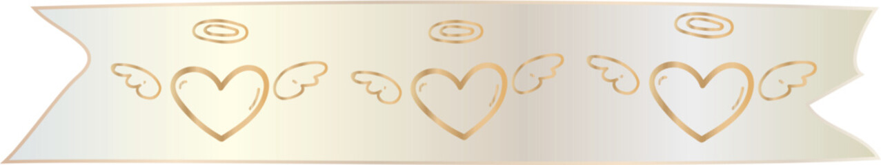 Heart washi tape on transparent background.
