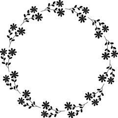 Floral wreath border silhouette vector