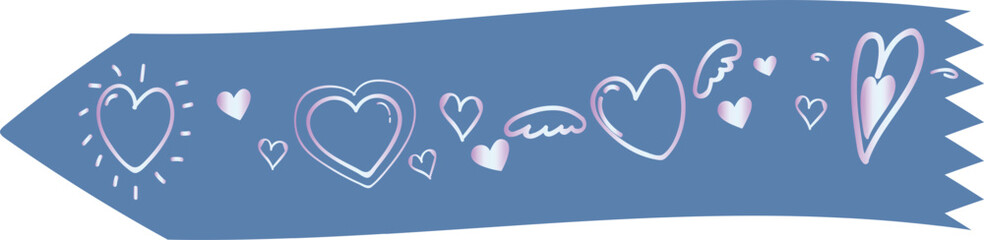 Heart washi tape on transparent background.