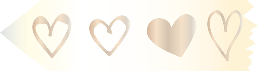 Heart washi tape on transparent background.