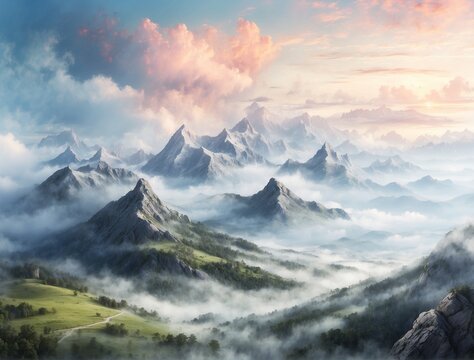 misty mountain landscape