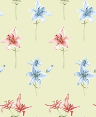 watercolor flowers repetition print