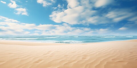 Fototapeta na wymiar sand beach and blue sky, beautiful day, beach background