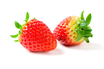 two fresh Strawberry isolated on white background. fruits