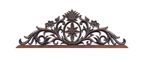 element wood carving with style Thai pattern art isolated © sirawut