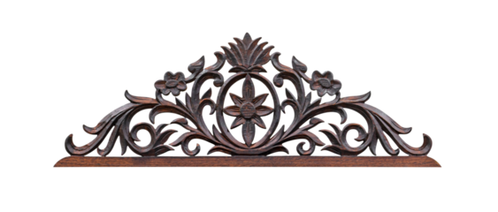 element wood carving with style Thai pattern art isolated