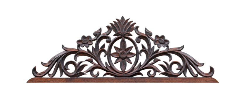 element wood carving with style Thai pattern art isolated