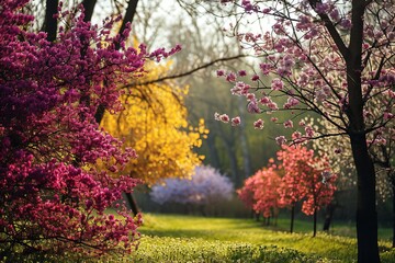 Naklejka premium Bright and colorful flowers in full bloom, showcasing the beauty of spring