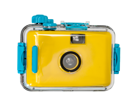 Yellow Film camera waterproof isolated
