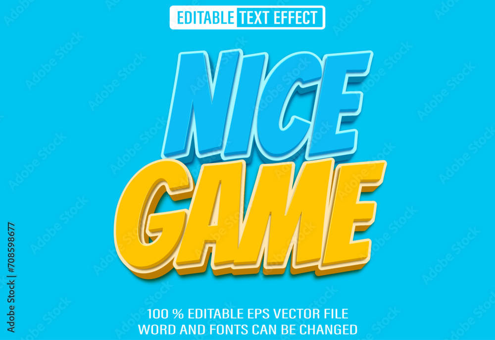 Aufkleber editable 3d text style effect - nice game text effect template