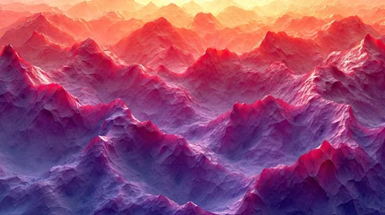 Fototapeten Crimson Sunrise over Mountain Peaks © A.Z.XX