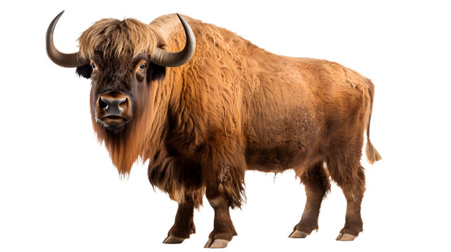 An imposing yak gazes intently with its powerful snout, displaying the majestic and rugged beauty of this terrestrial bovine species