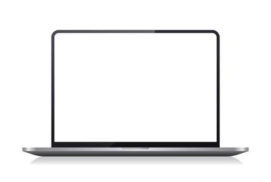 Realistic laptop mockup front view on isolated background. Modern notebook with blank screen isolated. Vector illustration eps10