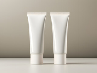 3D Front & Back Blank Cosmetic Cream Tube Packaging Mock-Up