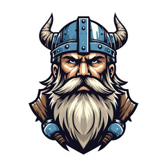 Viking head face vector illustration template, suitable for t shirt design, logo design, tattoo many more. Design isolated on white background