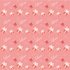 Cute Gifts Valentine Pattern Background Vector Illustration. 