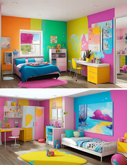 Colorful painting background on room ,ai generated