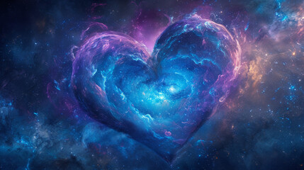 Love heart made of swirling galaxy in deep space universe