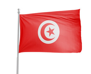 Tunisia national flag on white background.