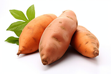 Sweet Potato isolated on white background created with Generative Ai
