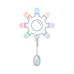 industrial wheel and computer mouse concept. wheel and mouse concept for industry, business, shopping, innovation world