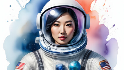 female astronaut in helmet