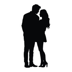 Silhouette of Couple lover on white