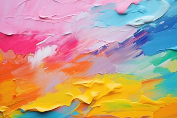 Colorful abstract acrylic paint strokes on canvas