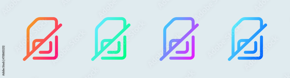 Poster no sim line icon in gradient colors. lost connection signs vector illustration.