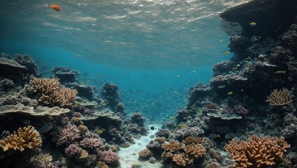  depths of a hidden world beneath the water, where vibrant coral reefs and mysterious and beautiful sea creatures