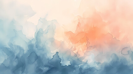 Soft watercolor wash in serene blues and oranges, perfect for peaceful background use, background or wallpaper design