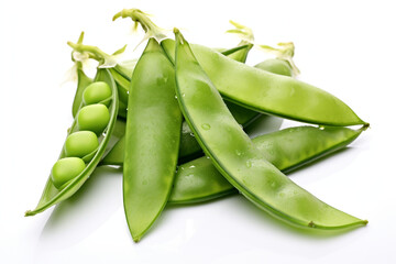 Snow Pea isolated on white background created with Generative Ai