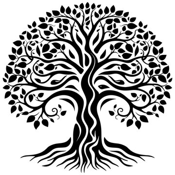 Yggdrasil tree, vector isolated on white bacground, generative ai, vector illustration