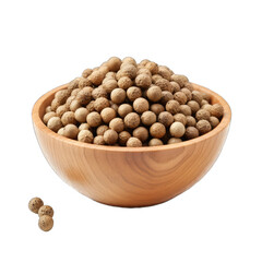 A Bowl of Coriander Seeds.. Isolated on a Transparent Background. Cutout PNG.
