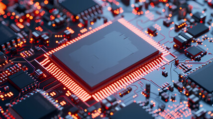 A high powered computer processing chip, advanced technology in computers, plain color background - obrazy, fototapety, plakaty