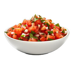 A Bowl of Fresh and Chunky Salsa.. Isolated on a Transparent Background. Cutout PNG.