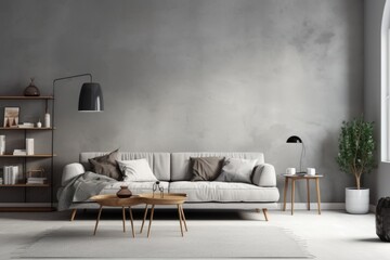 Modern Minimalist Living Room Interior with Comfortable Sofa.wall Art , Poster , Interior Design , illustration  , Wallpaper , 